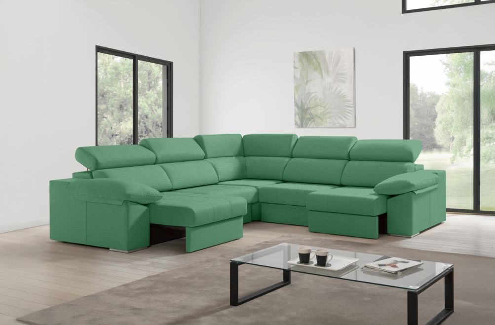 Sofá rinconera de tela Esmeralda XL de HOME - principal