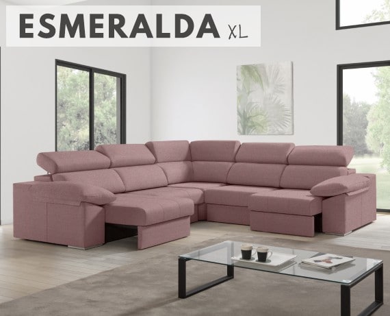 Sofá rinconera de tela Esmeralda XL de HOME - principal