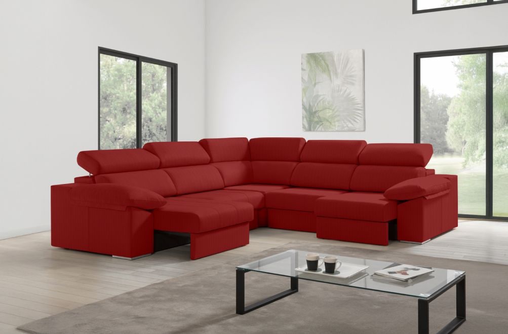 Sofá rinconera de tela Esmeralda XL de HOME - principal