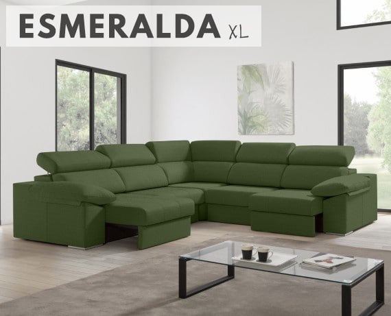 Sofá rinconera de tela Esmeralda XL de HOME - principal