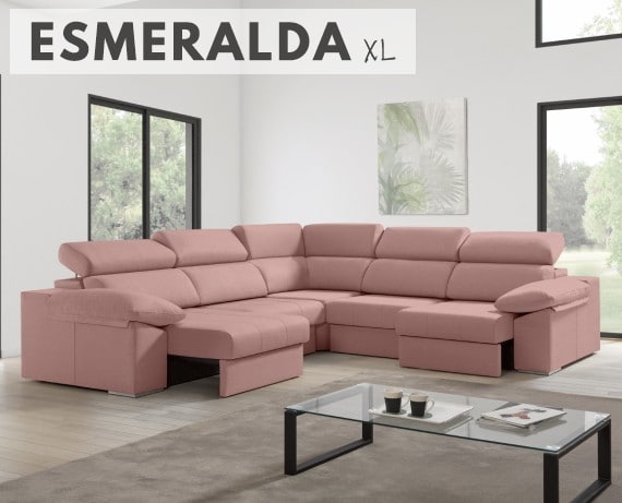 Sofá rinconera de tela Esmeralda XL de HOME - principal