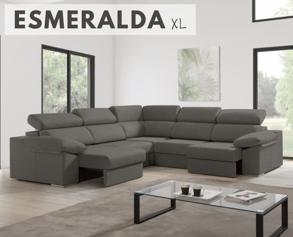 Sofá rinconera de tela Esmeralda XL de HOME - principal