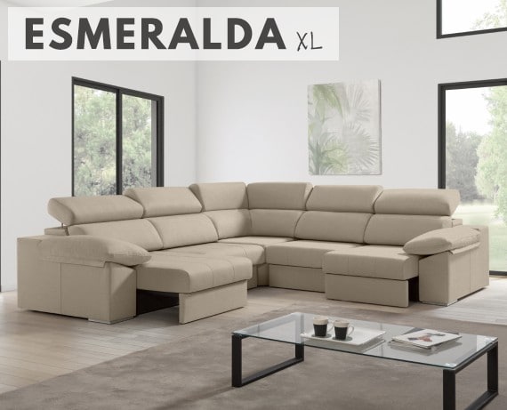 Sofá rinconera de tela Esmeralda XL de HOME - principal