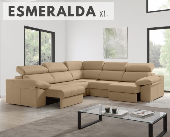 Sofá rinconera de tela Esmeralda XL de HOME - principal