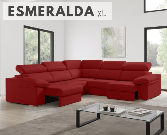 Sofá rinconera de tela Esmeralda XL de HOME - principal