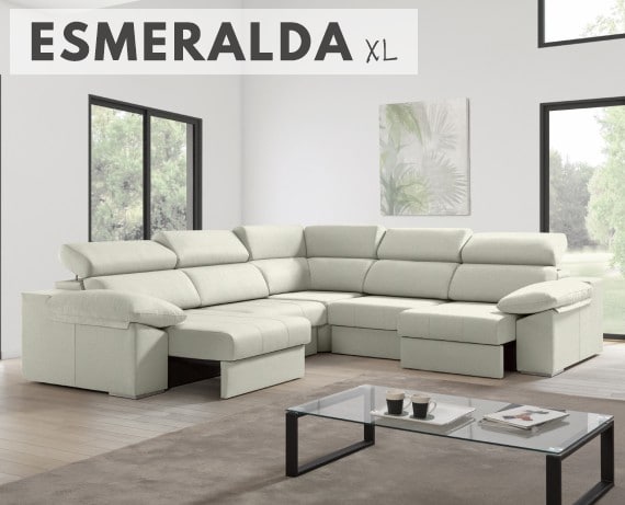 Sofá rinconera de tela Esmeralda XL de HOME - principal