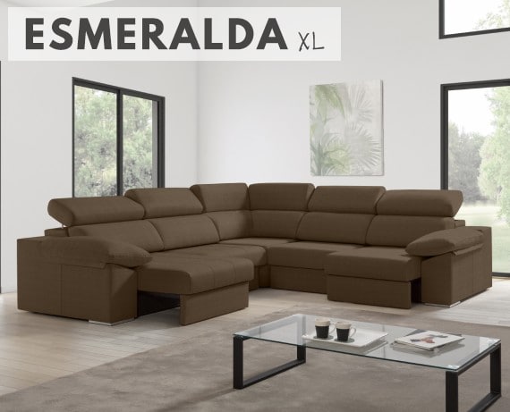 Sofá rinconera de tela Esmeralda XL de HOME - principal