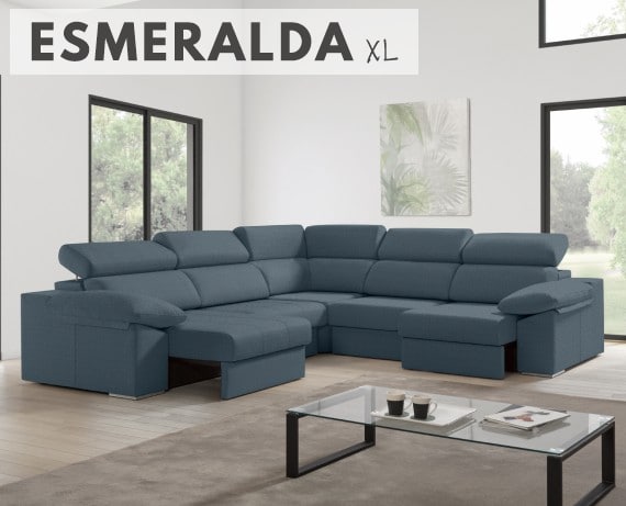 Sofá rinconera de tela Esmeralda XL de HOME - principal