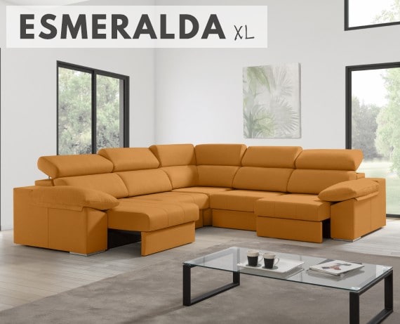 Sofá rinconera de tela Esmeralda XL de HOME - principal