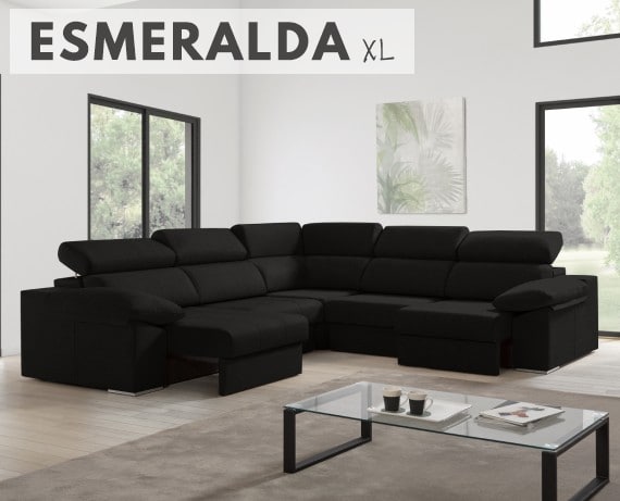 Sofá rinconera de tela Esmeralda XL de HOME - principal