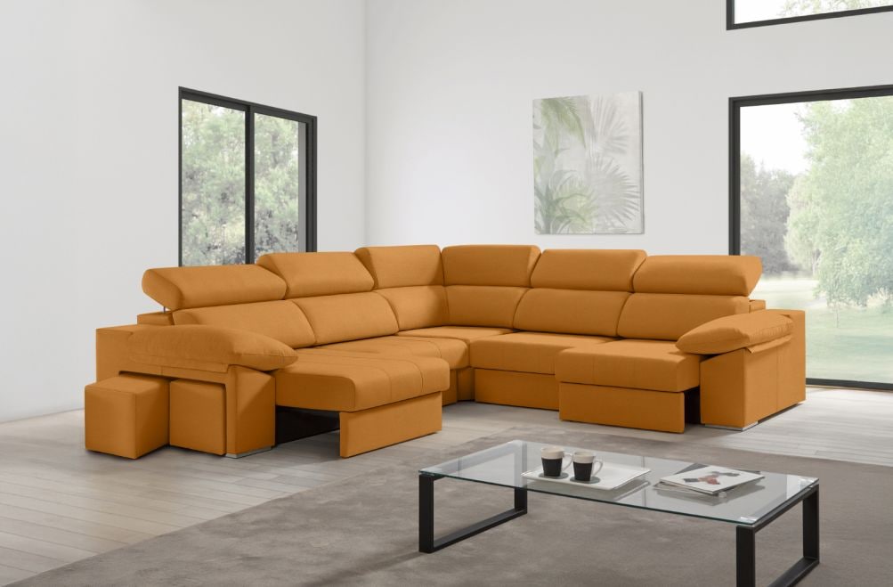 Sofá rinconera de tela Zafiro XL de HOME - principal