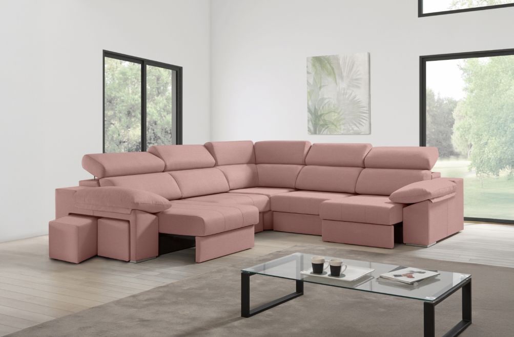 Sofá rinconera de tela Zafiro XL de HOME - principal