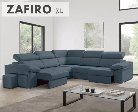Sofá rinconera de tela Zafiro XL de HOME - principal