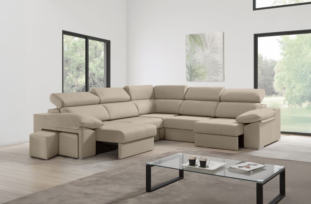 Sofá rinconera de tela Zafiro XL de HOME - principal