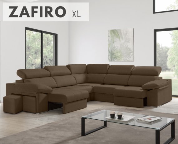 Sofá rinconera de tela Zafiro XL de HOME - principal