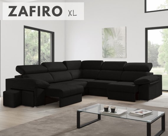 Sofá rinconera de tela Zafiro XL de HOME - principal