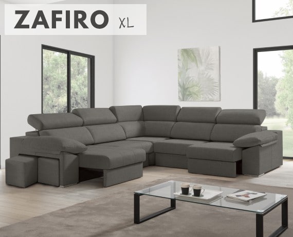 Sofá rinconera de tela Zafiro XL de HOME - principal