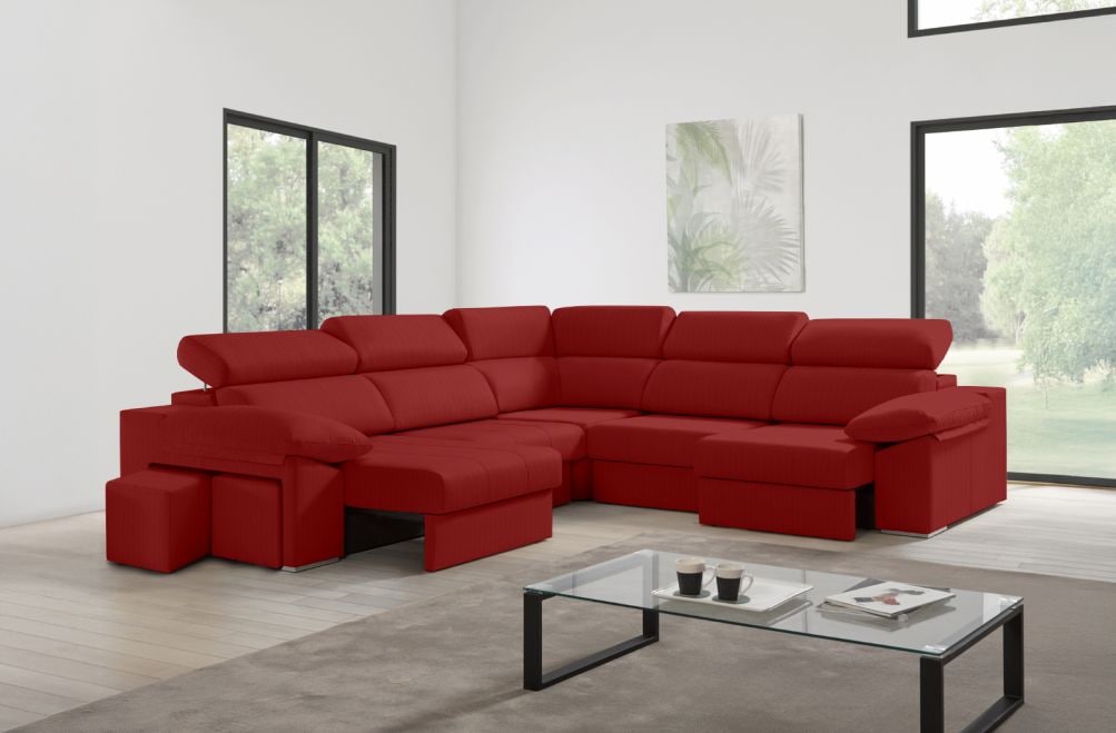 Sofá rinconera de tela Zafiro XL de HOME - principal