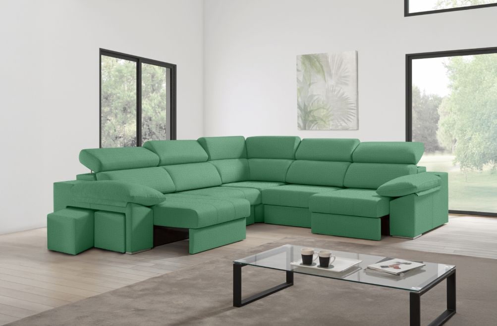 Sofá rinconera de tela Zafiro XL de HOME - principal