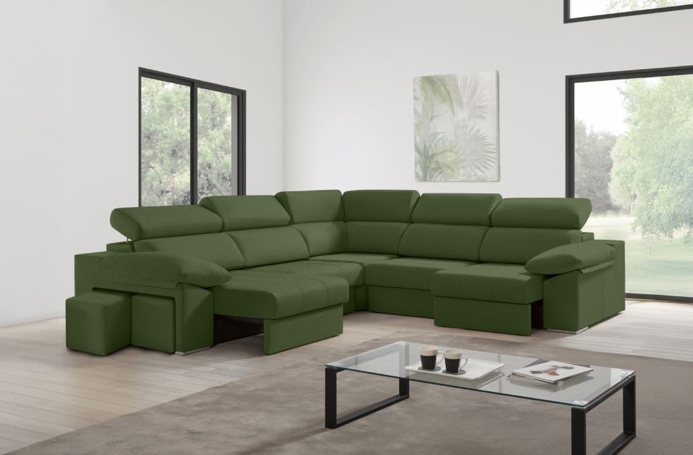 Sofá rinconera de tela Zafiro XL de HOME - principal