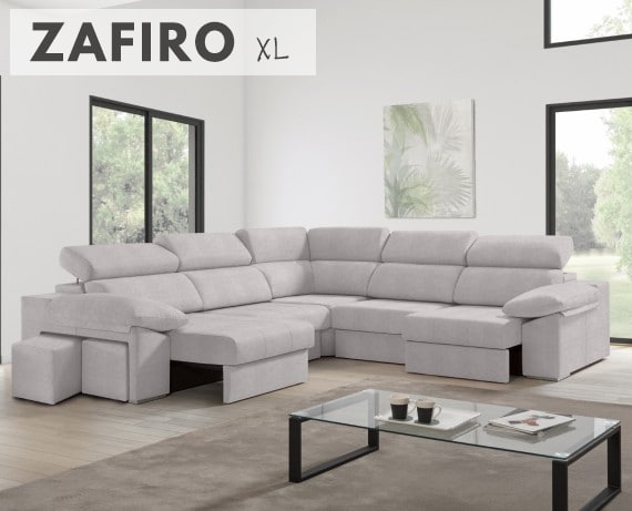 Sofá rinconera de tela Zafiro XL de HOME - principal