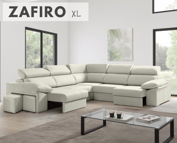 Sofá rinconera de tela Zafiro XL de HOME - principal