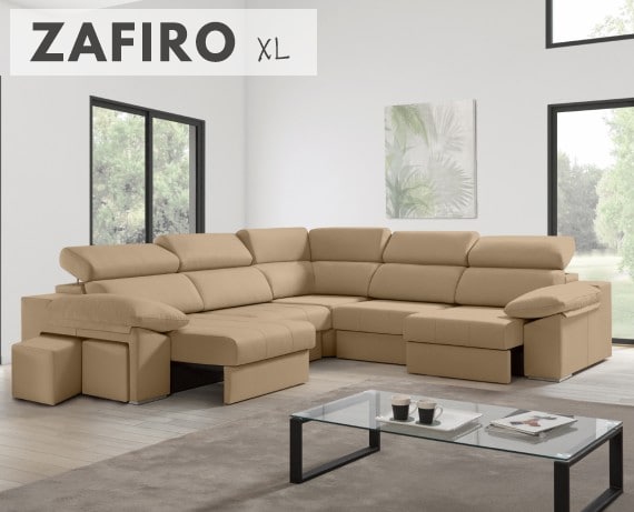 Sofá rinconera de tela Zafiro XL de HOME - principal