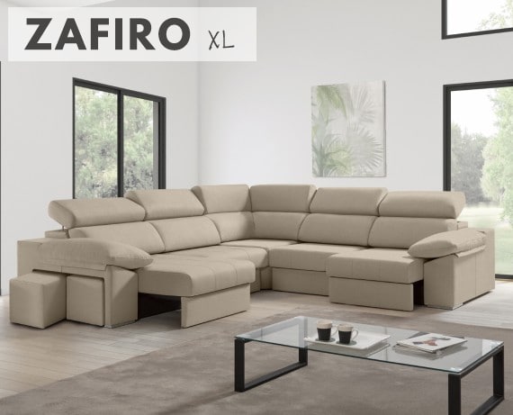 Sofá rinconera de tela Zafiro XL de HOME - principal