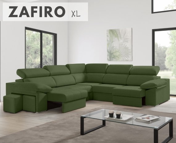 Sofá rinconera de tela Zafiro XL de HOME - principal