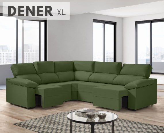 Sofá rinconera de tela Dener XL de HOME - principal