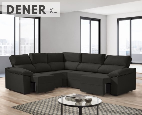 Sofá rinconera de tela Dener XL de HOME - principal