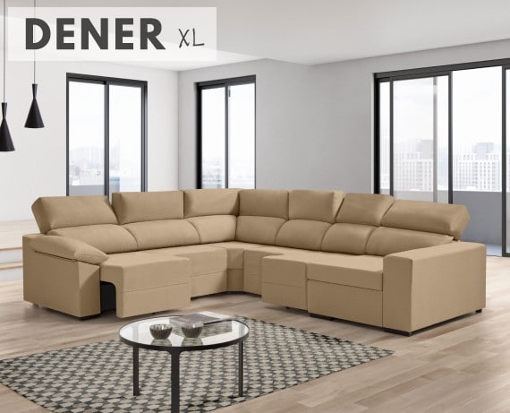 Sofá rinconera de tela Dener XL de HOME - principal