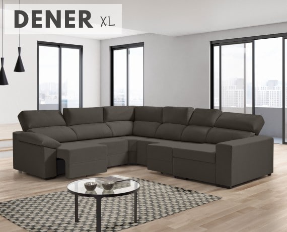 Sofá rinconera de tela Dener XL de HOME - principal
