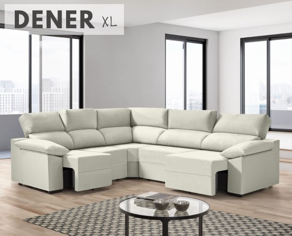 Sofá rinconera de tela Dener XL de HOME - principal