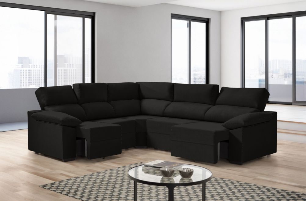 Sofá rinconera de tela Dener XL de HOME - principal