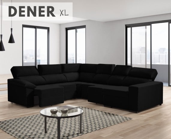 Sofá rinconera de tela Dener XL de HOME - principal