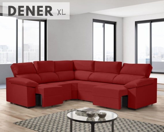 Sofá rinconera de tela Dener XL de HOME - principal