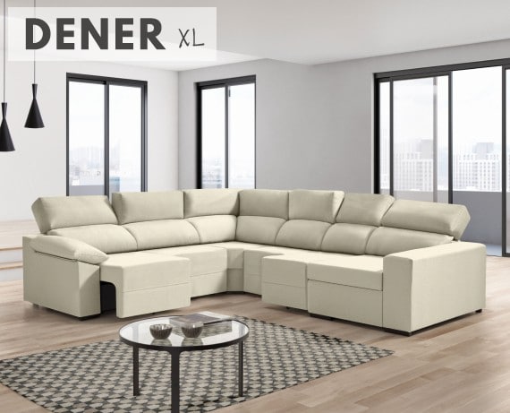 Sofá rinconera de tela Dener XL de HOME - principal