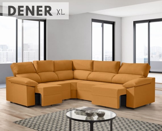 Sofá rinconera de tela Dener XL de HOME - principal