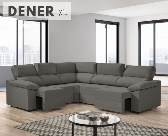 Sofá rinconera de tela Dener XL de HOME - principal