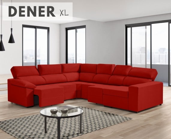 Sofá rinconera de tela Dener XL de HOME - principal