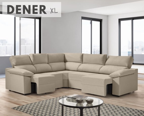Sofá rinconera de tela Dener XL de HOME - principal