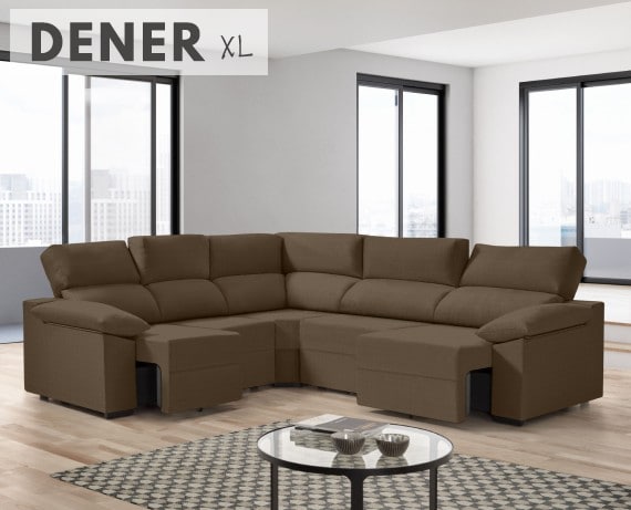 Sofá rinconera de tela Dener XL de HOME - principal