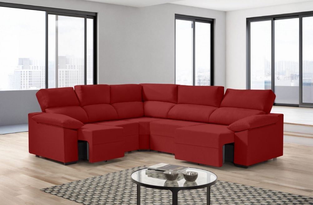 Sofá rinconera de tela Dener XL de HOME - principal