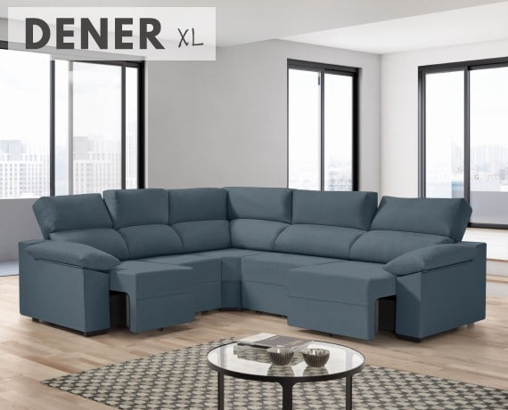 Sofá rinconera de tela Dener XL de HOME - principal