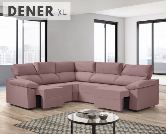 Sofá rinconera de tela Dener XL de HOME - principal