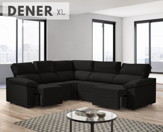 Sofá rinconera de tela Dener XL de HOME - principal