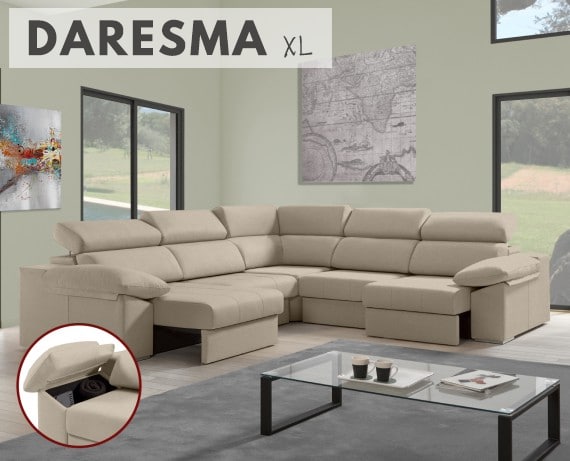 Sofá rinconera de tela Daresma XL de HOME - principal