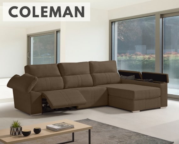 Sofá chaise longue relax de tela Coleman de HOME - principal