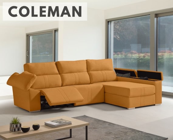 Sofá chaise longue relax de tela Coleman de HOME - principal